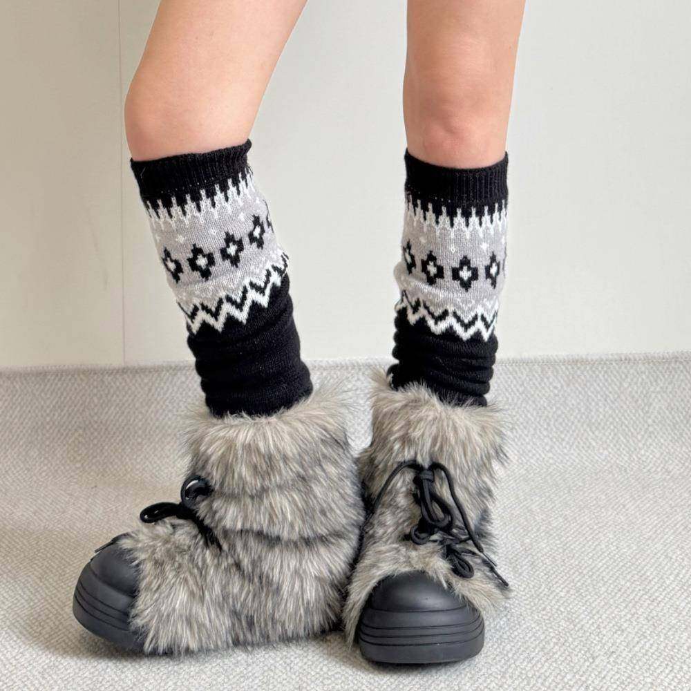 秋冬新品冰岛费尔岛加厚保暖针织毛线堆堆小腿过膝袜套配雪地靴,女士内衣/男士内衣/家居服,短袜,淘宝优惠券,粉丝福利购,淘宝优惠卷