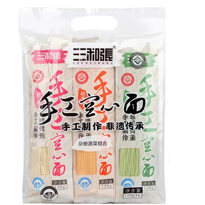 三和張手工空心面掛面原味蕎麥?zhǔn)卟穗s糧組合方便面條fudi代購