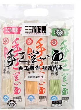 三和张手工空心面挂面原味荞麦蔬菜杂粮组合方便面条fudi代购