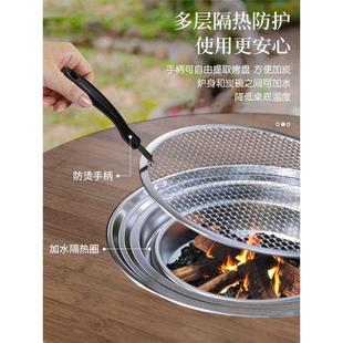 电炉家用室内茶炉碳炉圆桌子阳台小茶几 冬天围炉煮茶烤火炉套装