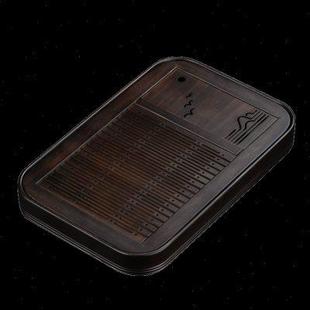 轻奢现代简约家用盛水托盘小型功夫茶具实木茶台 竹制圆形茶盘中式