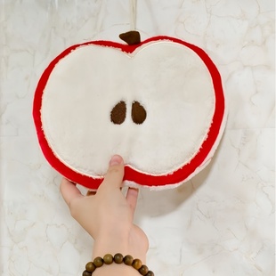 苹果厨房擦手巾挂式 珊瑚绒浴室抹手巾卫生间擦手不掉毛柔软洗手帕