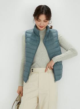 简单百搭秋冬新款轻薄羽绒服外穿女士马夹坎肩立领羽绒马甲背心