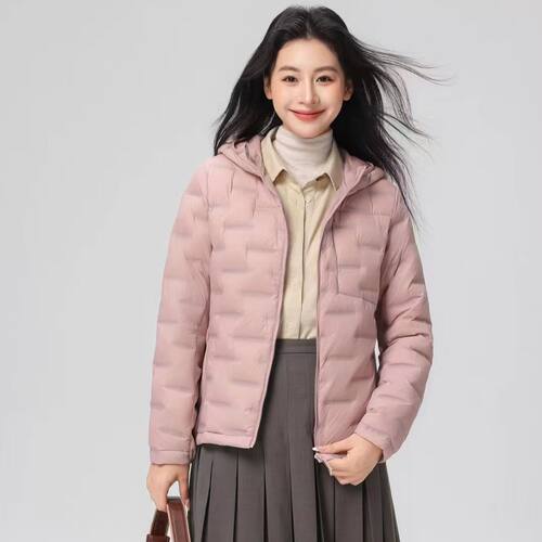 轻薄短款连帽羽绒服女款2026秋冬时尚新款百搭保暖鸭绒经典潮外套