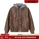 凡人优品女士皮衣外套皮夹克机车复古可拆带帽A131