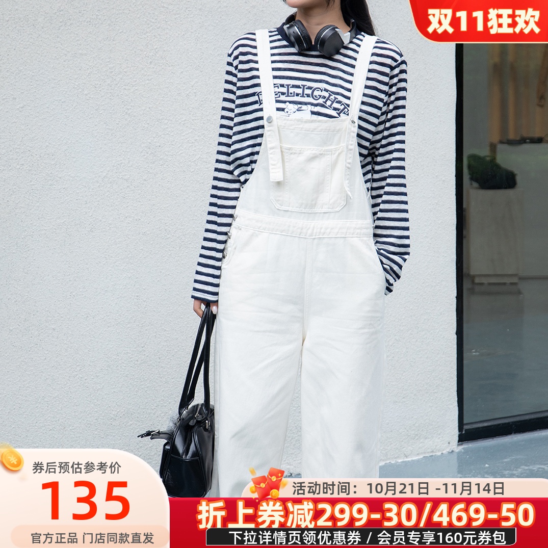 凡人优品背带裤女牛仔裤长裤宽松休闲连体衣秋冬N084