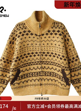 凡人优品女装毛衣加厚针织衫开衫复古宽松外套M333