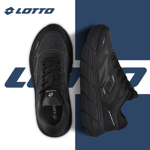 新款 黑色休闲碳板跑步鞋 2024春夏季 LOTTO乐途男厚底网面运动鞋 子