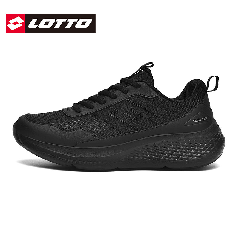 LOTTO乐途男黑色网面透气运动鞋2026春夏季新款轻便厚底休闲鞋子