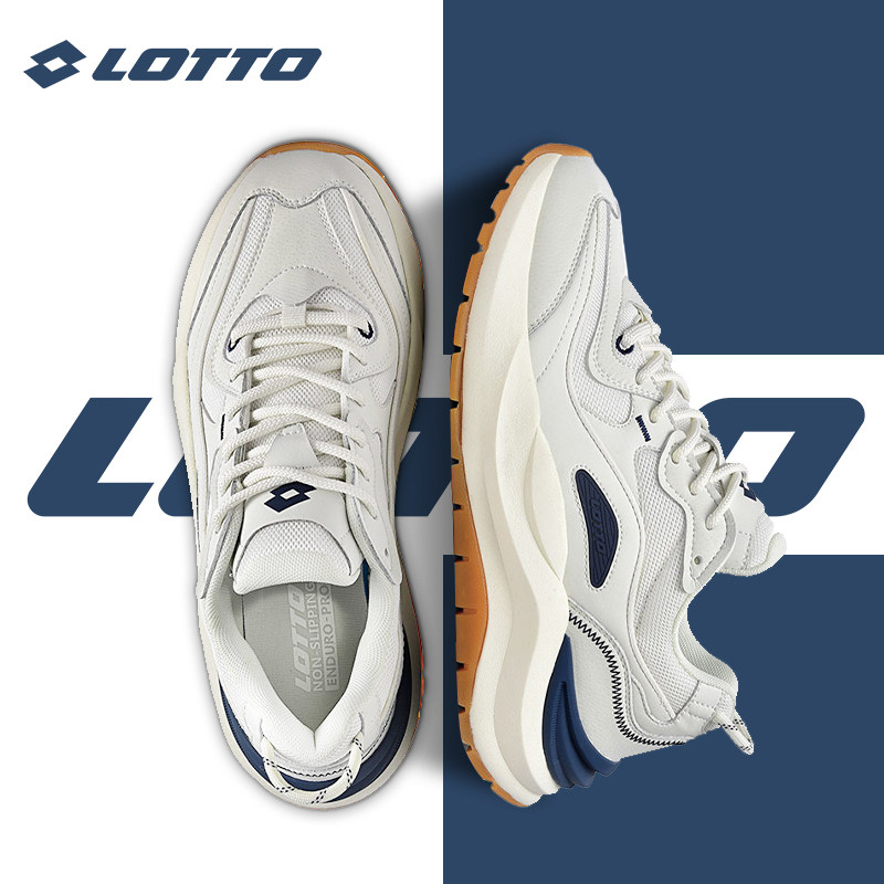 LOTTO乐途男复古网面运动鞋2026春秋季新款厚底透气休闲老爹鞋子