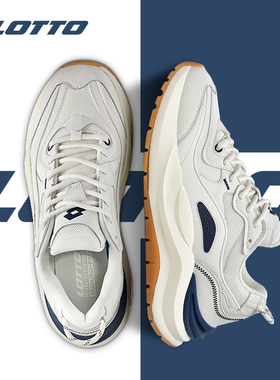 LOTTO乐途男复古网面运动鞋2025秋冬季新款厚底透气休闲老爹鞋子