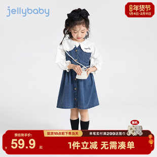 女童连衣裙春装衬衫小女孩2025新款衣服女宝牛仔裙背带裙春季穿搭