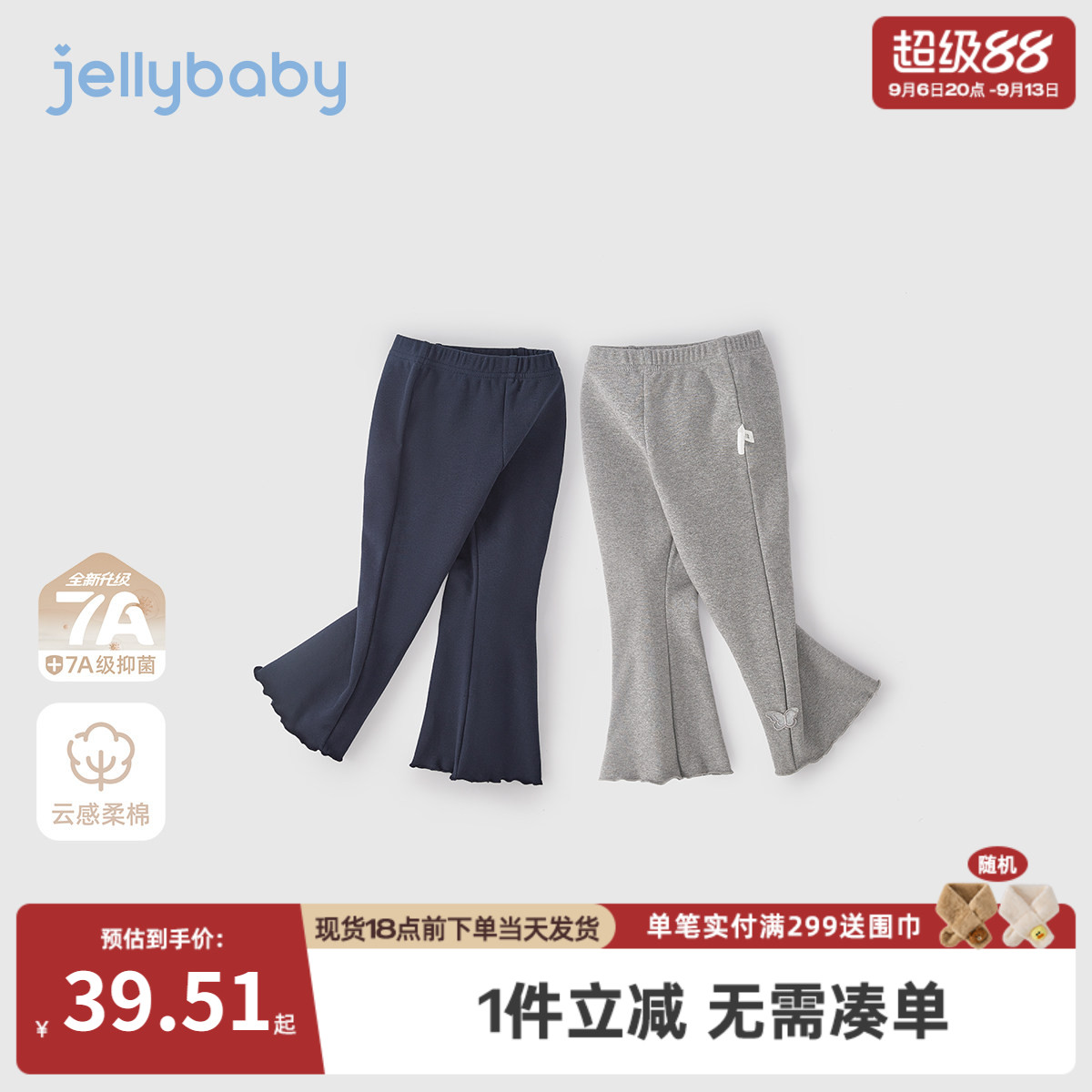 女童打底裤春季外穿宝宝洋气花边微喇休闲裤小童新款儿童裤子女孩
