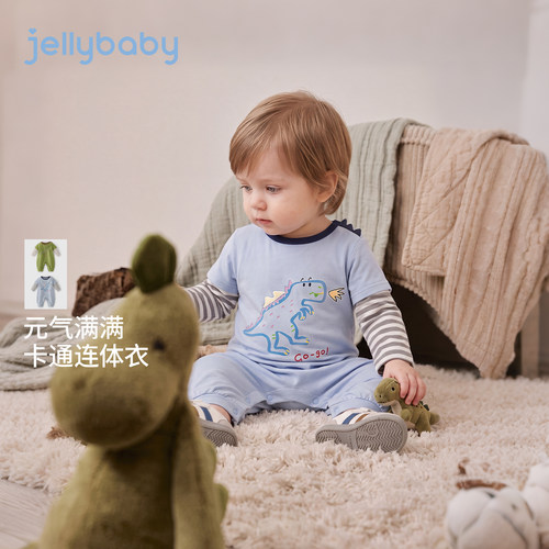 jellybaby宝宝爬服2026秋季新款婴儿衣服1新生儿哈衣小月龄连体衣