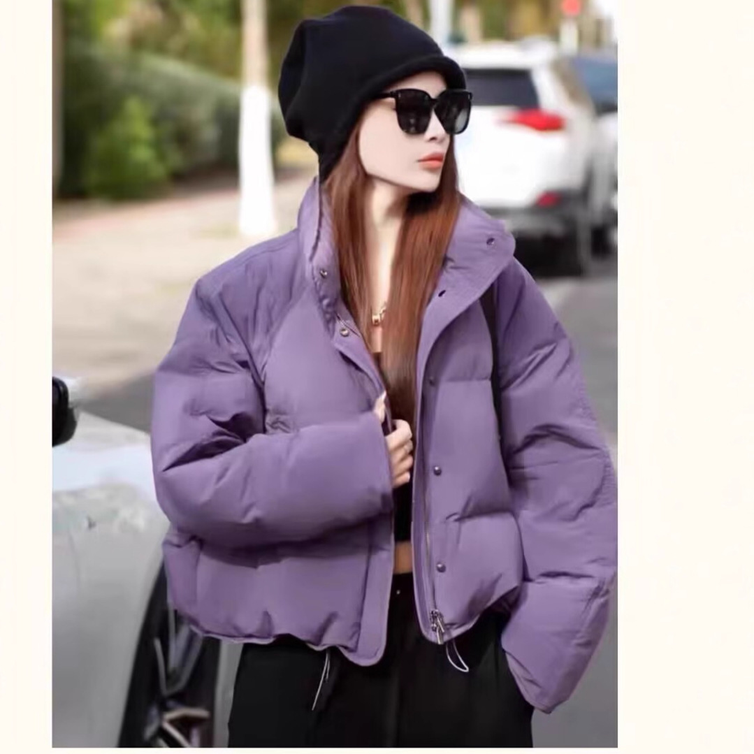 韩系立领短款时尚白鸭绒羽绒服女冬季新款保暖休闲显瘦面包服上衣