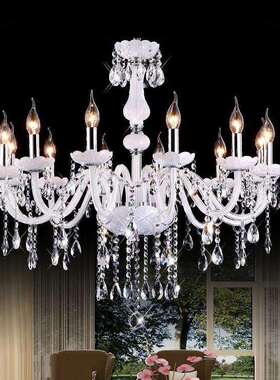 吸顶吊灯两用客厅卧室餐厅过道阳台灯复式别墅欧式白色水晶吊灯