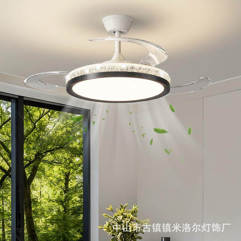 客厅吸顶灯现代简约房间卧室隐形风扇灯轻奢高级感静音一体风扇灯