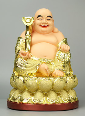 笑佛像大肚弥勒佛居家精致客厅弥乐佛佛像寺庙用品树脂彩绘工艺品