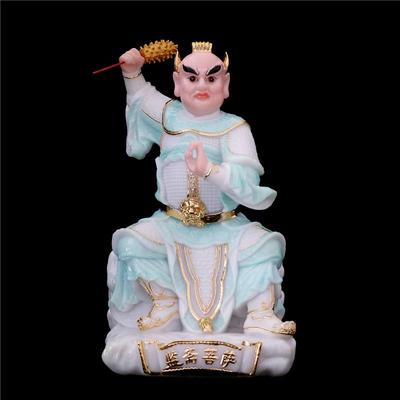 监斋菩萨16寸合成玉石寺庙斋堂护法客厅家用寺庙供奉装饰桌面摆件