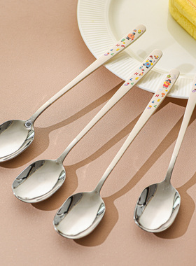 食品级316不锈钢勺子高颜值家用儿童汤勺可爱长柄饭勺精致喝汤匙