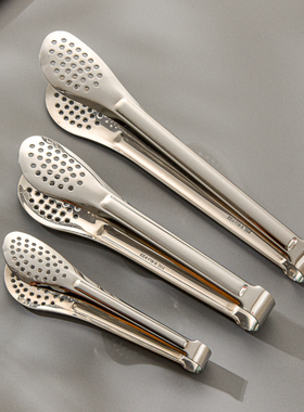 加厚304不锈钢面包夹家用厨房一体成型食物夹烤肉烧烤夹子牛排夹