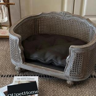 正品 宠物原版 橡木沙发床猫狗窝实木含垫精工雕花现货包顺丰