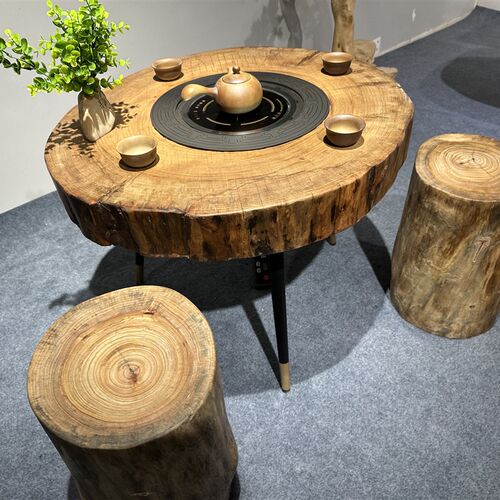 速发侘寂风香樟木碳火围炉煮茶桌台围炉茶台榻榻米围炉茶几碳电两