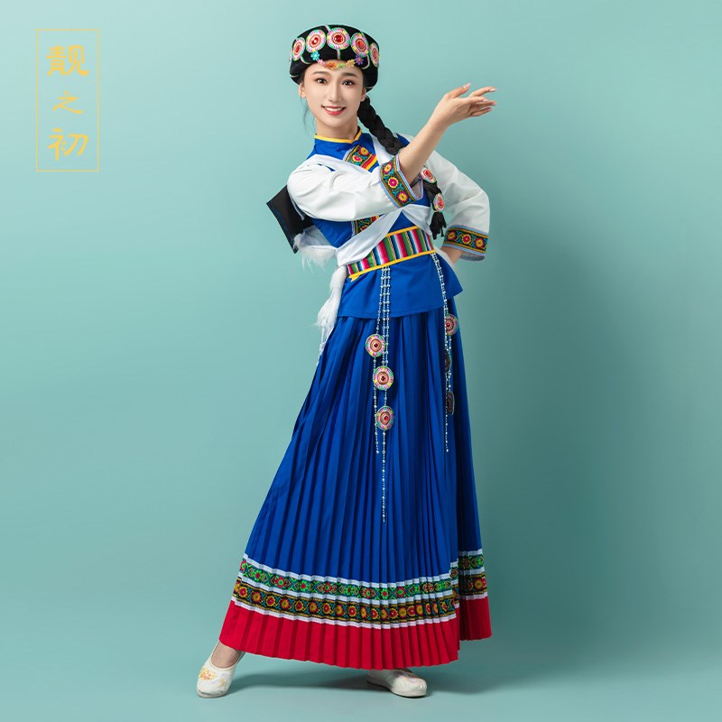 速发新款纳西族服装云南丽江少数民族传统服饰成人披星戴月摄影演