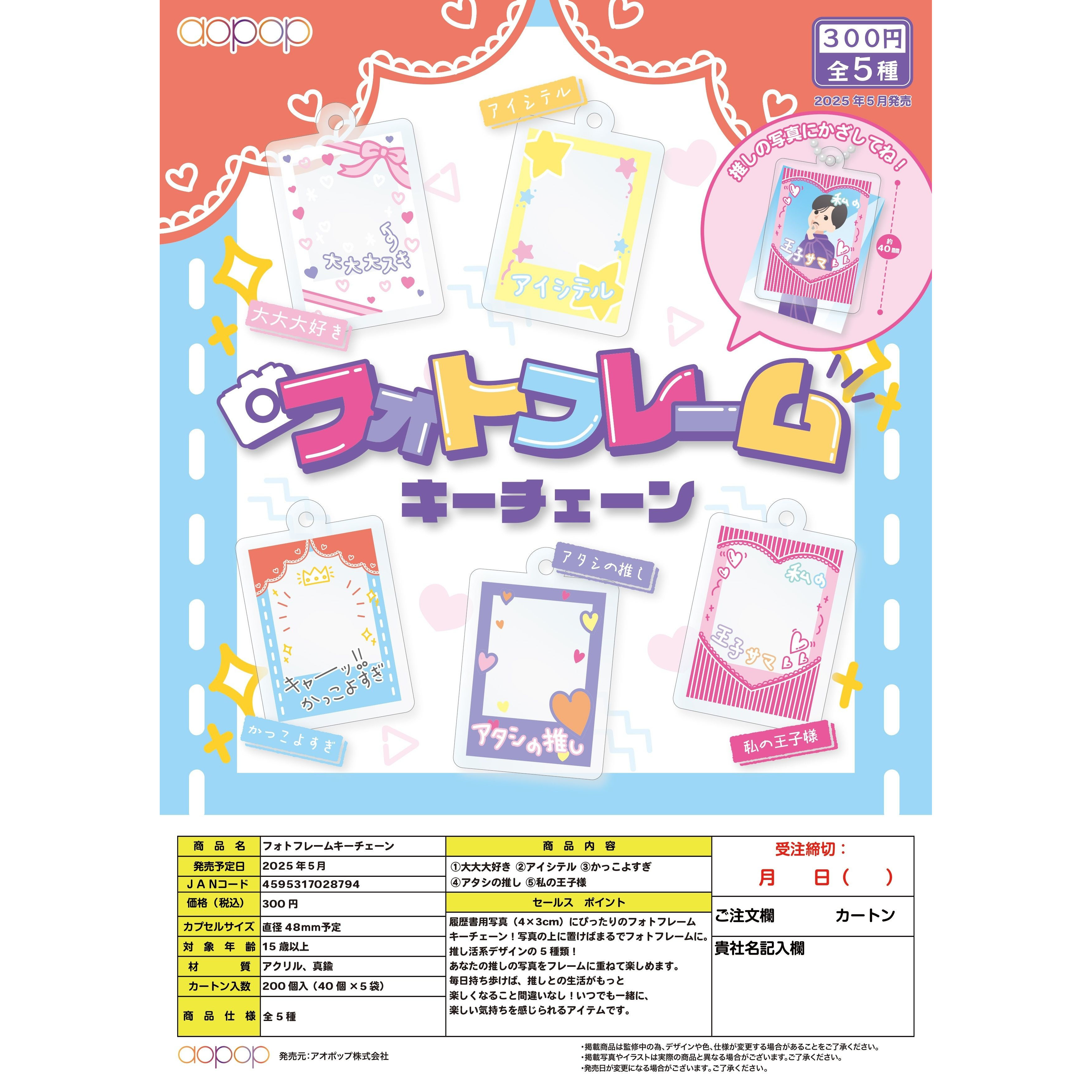 日本正版AOPOP DIY相片框挂件 吊饰扭蛋