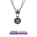 新中式 毛衣链配饰 禅意古铜羽毛项链女双层叠戴波西米亚民族风长款