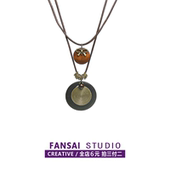 新中式 禅意古铜羽毛项链女双层叠戴波西米亚民族风长款 毛衣链配饰