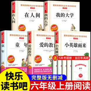 全套5册 童年爱的教育小英雄雨来在人间我的大学小学生六年级上册阅读课外书籍必快乐读书吧经典书目高尔基三部曲原著老师正版