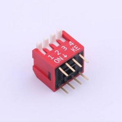 DSDP04LHGETR 拨码开关 2.54mm 宽体红色4位琴键式拨码开关