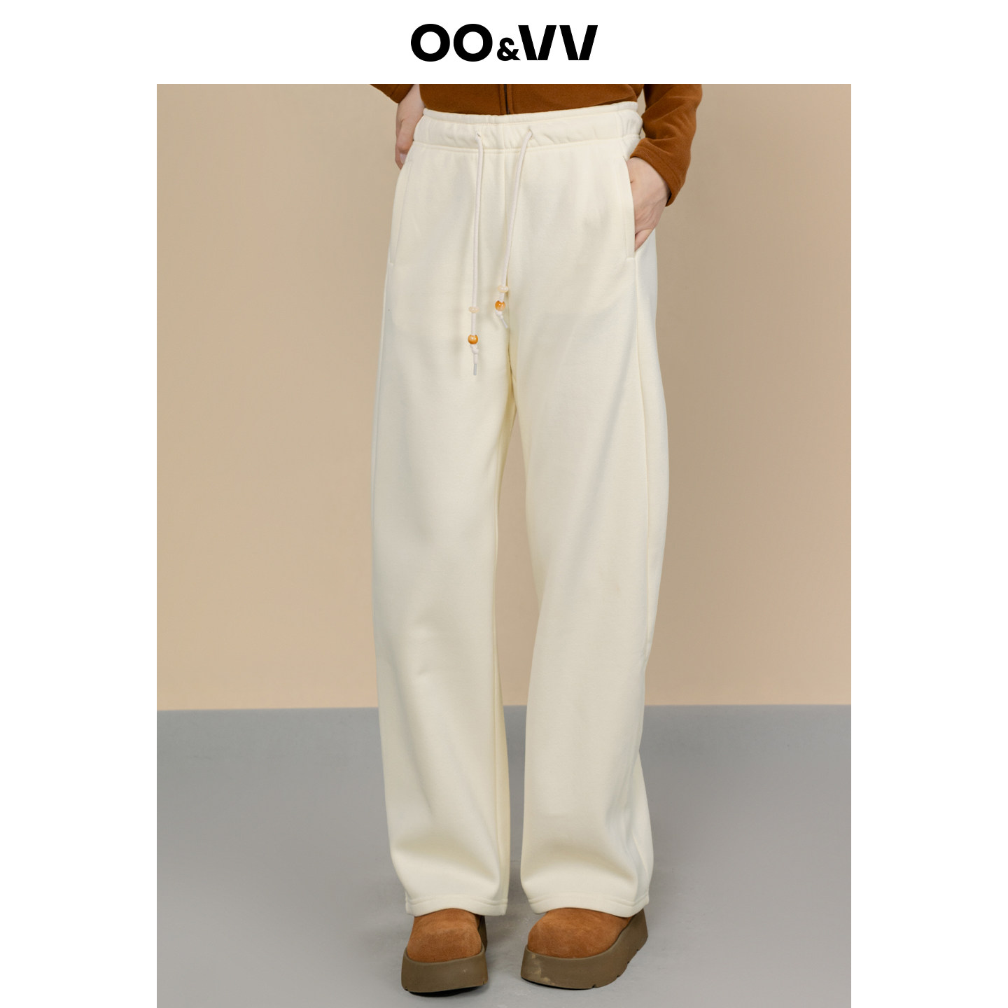 oo&vv奶油风松紧腰系带高腰显瘦阔腿裤女休闲百搭通勤抓绒卫裤冬,女装/女士精品,卫裤,淘宝优惠券,粉丝福利购,淘宝优惠卷