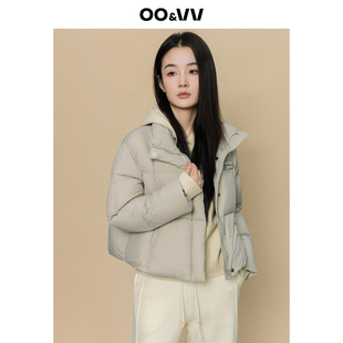 oo&vv时尚立领短款羽绒服女冬鸭绒面包服加厚保暖蓬松外套26新款
