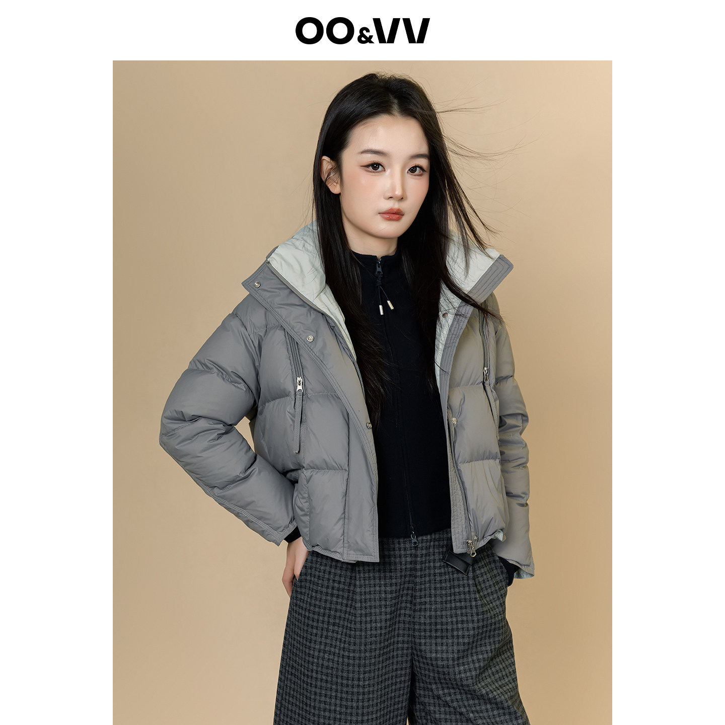 oo&vv连帽立领短款羽绒服女2025冬新款加厚保暖90鸭绒面包服外套,女装/女士精品,羽绒服,淘宝优惠券,粉丝福利购,淘宝优惠卷