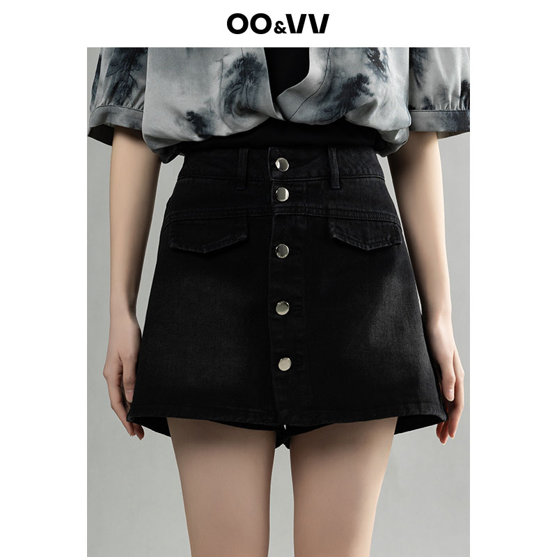 短裙裤设计感牛仔裤女