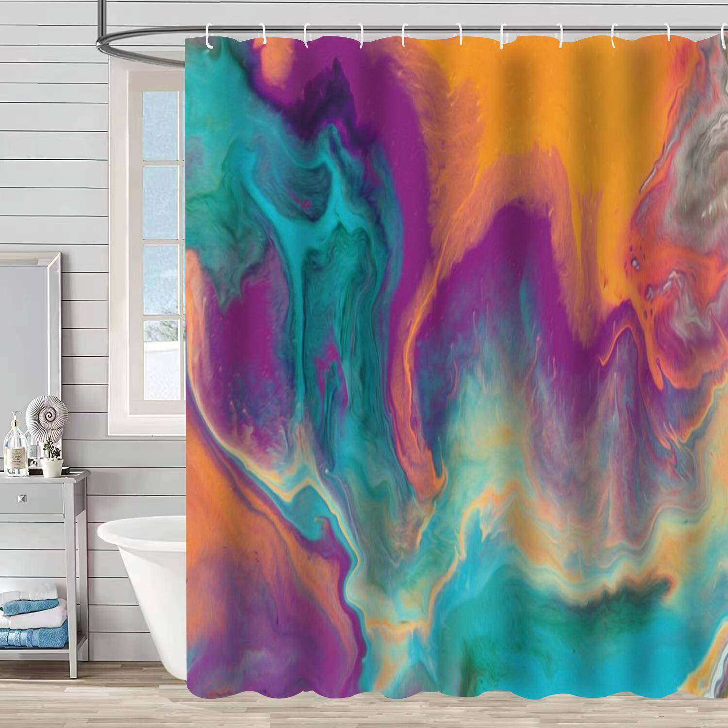 浴帘防水防霉数码印花大理石纹浴室淋浴帘子窗帘隔断免打孔,家庭/个人清洁工具,浴帘,淘宝优惠券,粉丝福利购,淘宝优惠卷