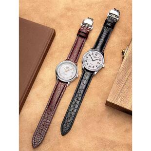 威顿手表带真皮鳄鱼皮原装款VEADONS男女士蝴蝶扣表链配件20 22mm