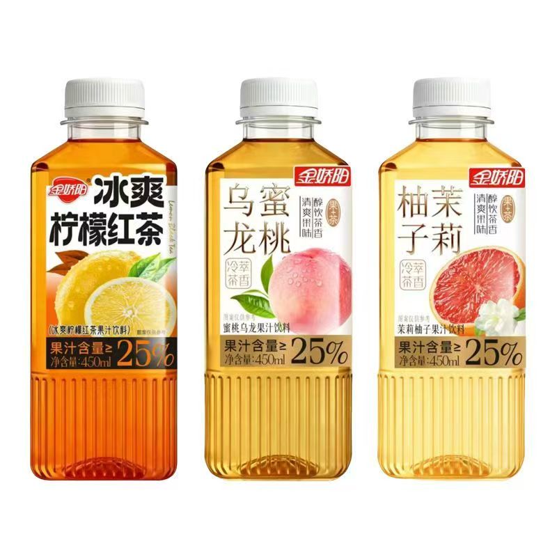 金娇阳蜜桃乌龙柠檬红茶柚子果汁果味茶饮料450ml整箱浓缩饮料