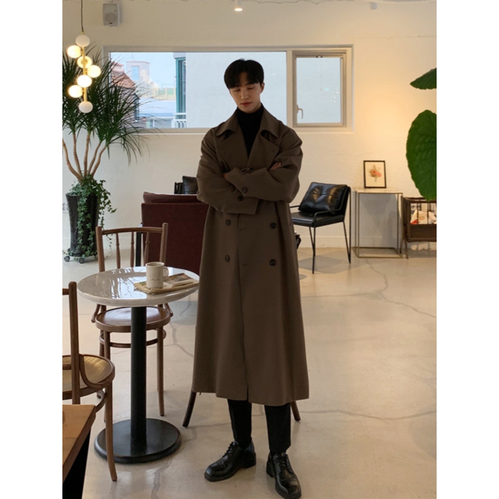 日本风衣男中长款春秋季外套战壕男生高级感男款男士那不勒斯披风