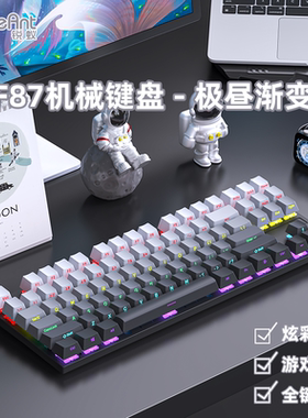 锐蚁F87机械键盘有线87键黑莓侧刻高颜值DIY女生办公电竞游戏键盘