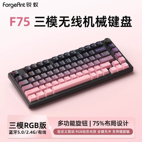 锐蚁F75无线机械键盘RGB游戏电竞