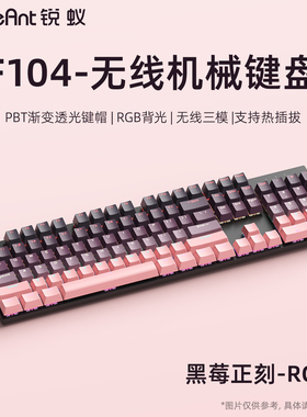 锐蚁F104pro无线机械键盘三模2.4G蓝牙电竞游戏办公RGB热插拔键盘
