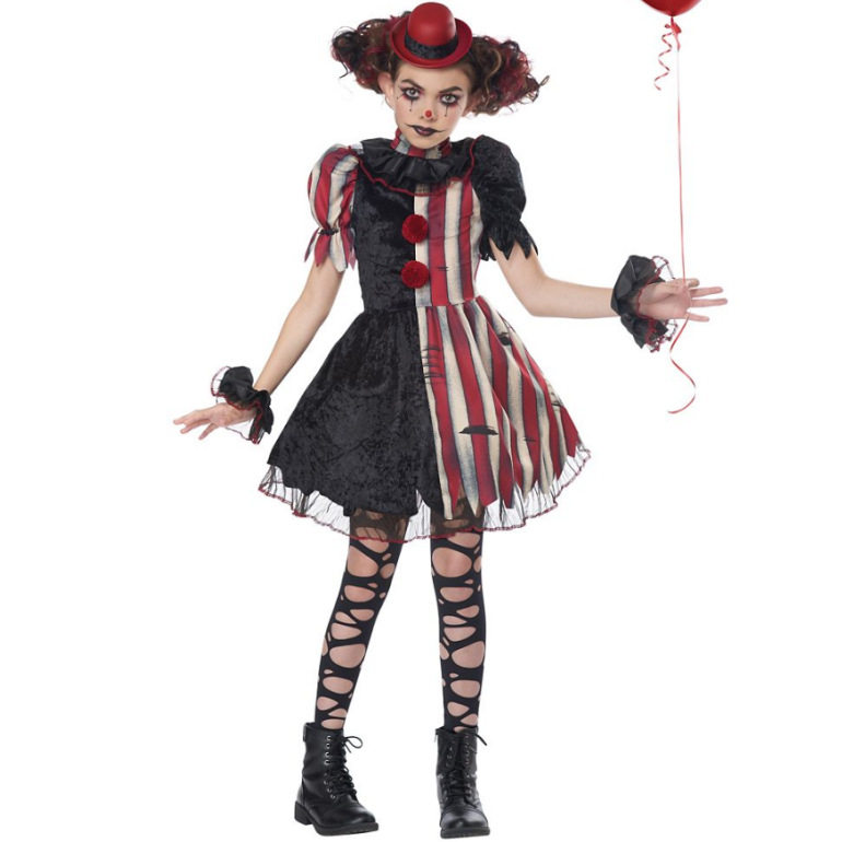 S-XL儿童万圣节服装小丑回魂cos戏服连衣裙派对搞怪狂欢节表演服