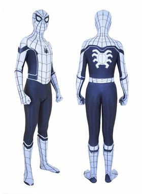 万圣节白色英雄归来改版蜘蛛侠cosplay3D印花连体紧身衣扮演服装