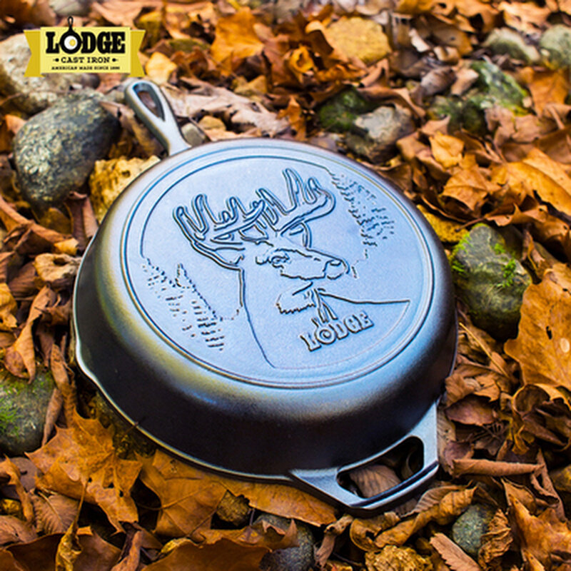 美国洛极进口动物纹铸铁平底锅煎锅炒锅牛排锅鹿熊鸭燃气灶