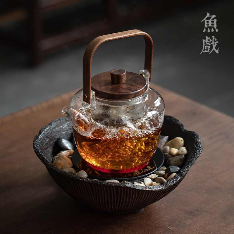 玻璃茶壶黑白茶蒸煮茶器泡茶烧水壶日式复古电陶炉煮茶炉茶具套装-封面