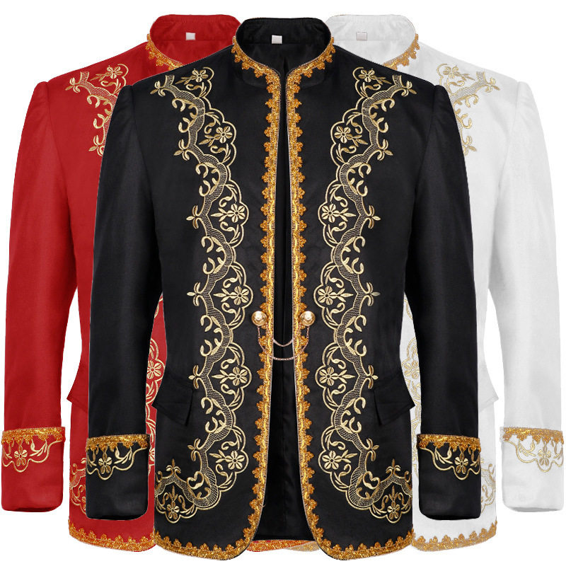 外贸男士镶金礼服宫廷装中世纪上衣舞会表演服万圣节服装2024欧美