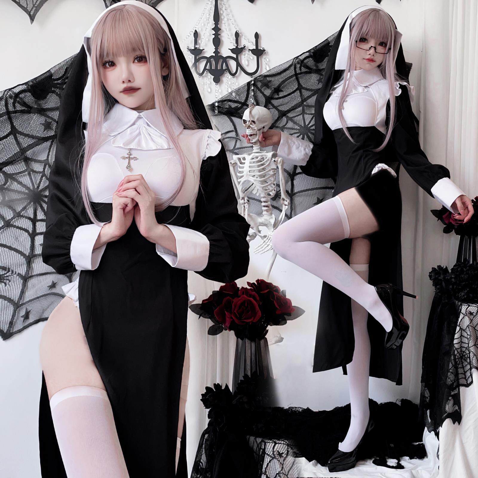 万圣节服装死神cos修服性感护士服吸血鬼紧身仆大码紧身长袍女